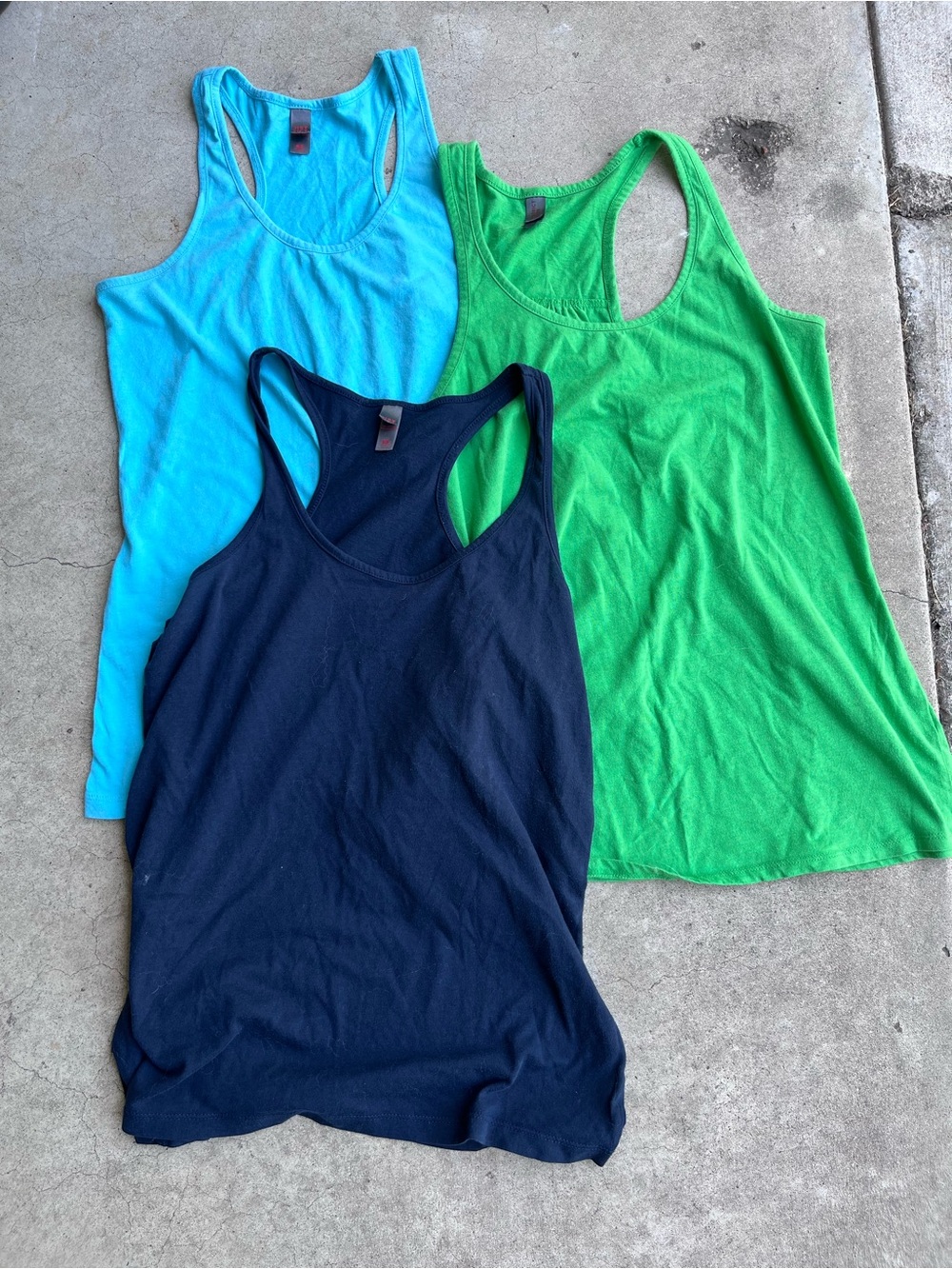 District Racerback Tank Tops in Aqua, Lime & Navy 3 Tank Set